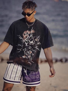 American Curry Retro Mesh Basketball Shorts Mens below the Knee Four Points Sports Fitness Graffiti Loose Casual Quick-Drying