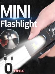 Powerful Mini COB LED Keychain Flashlight USB Rechargeable Hanging Work Light Waterproof Keyring Camping Walking Pocket Lamp