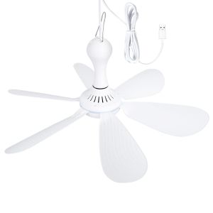 Silent 6 Leaves USB Powered Ceiling Canopy Fan with Remote Control Timing 4 Speed Hanging Fan for Camping Bed Dormitory Tent New