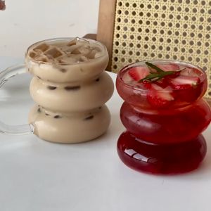 High Quality Borosilicate Drinking Glass Cup Creative Aesthetic Design Mug Heat and Cold Resistant for Juice Coffee Tea