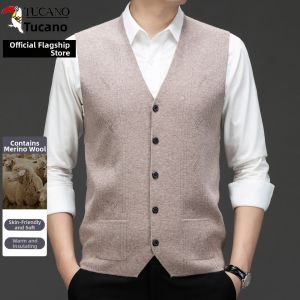 TUCANO | Pure Color Sleeveless V-Neck Knitted Wool Vest