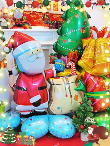 2026 Creative Large Standing Christmas Balloon Aluminum Film Balloon Snowman Santa Claus Deco XMAS Decoration