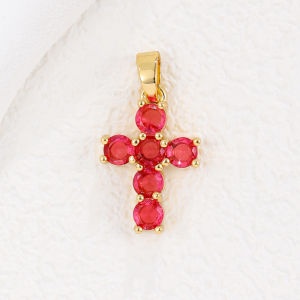 Birthstone Necklace 18K Gold Plated  Zircon Necklace Cross Pendant Necklace for Women