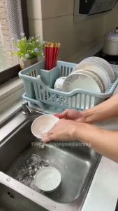 Rổ úp bát có khay hứng nước mẫu mới - màu trắng