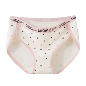 MiiOW | กางเกงชั้นในสตรีผ้าฝ้ายแท้ป้องกันแบคทีเรียเอวกลาง ทรงสปอร์ต ทรงสามเหลี่ยม สำหรับนักเรียนวัยรุ่น ทรงใหม่ 5 ตัว