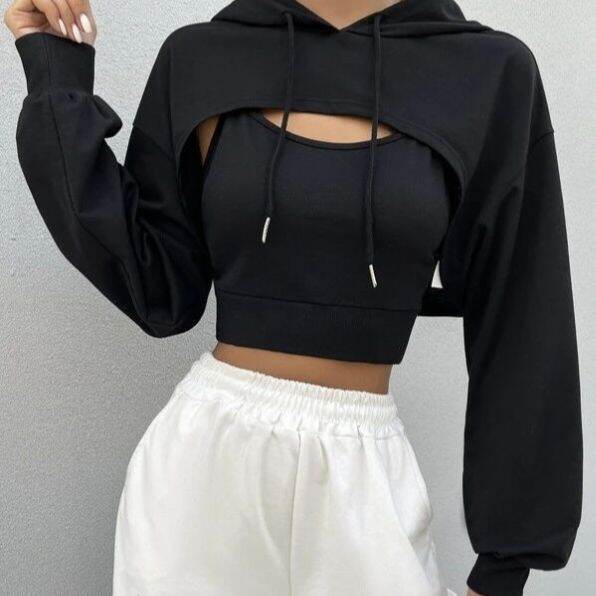 Sweater crop clearance hoodie