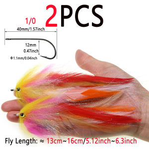 Bimoo 1/2 Cái # Bộ Mồi Câu Cá Giả 1/0 Big Baitfish Streamer Với Lông Đuôi Cáo Dành Cho Cá Hồi Cá Chó Cá Mú Câu Cá Nước Mặn.