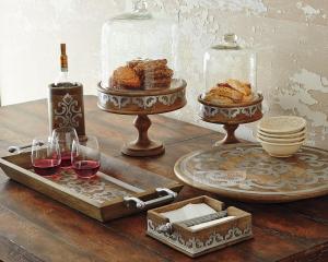 Classic Mango Wood Metal Inlay Iris Flower Ice Bucket Tray Tissue Box New York Downtown Park GG Style Dining Utensils