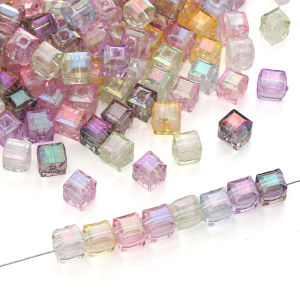 10/20Pcs 8mm Acrylic Fantasy Colorful Square Beads for Jewelry Making DIY Bracelet Keychain Phone Chain Crafts Accessories