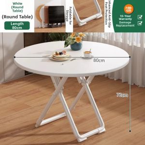 Foldable White Round Table For Small Spaces