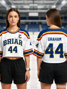 2026 MEN Women Briar University Graham 44 Crop Top Jersey Off-campus Hockey Jersey Romance Football Jersey T-shirt