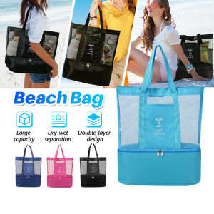 Handbag Women Beach Bags Wet And Dry Bag Fitness bag Large Capacity Mesh Shoulder Bag Swimming Beach Outdoor Cooler Storage Shoulder Bag