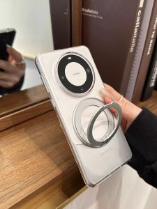 Ultra-Thin Transparent Huawei Mate60 pro Phone Case 360-Degree Rotating Magnetic Stand Full Cover Anti-Fall Simple Fashion for Men And Women