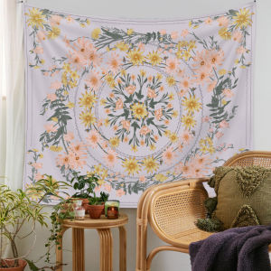 VIKAMA Boho Hoa Mandala Tấm Thảm Hoa Pastel Treo Tường Cho Phòng Ngủ Phòng Khách Trang Trí Nhà Sợi Polyester Chống Thấm Nước