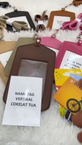 Name Tag ID Card Holder Kulit Lanyard PU Leather Lanyard RN35