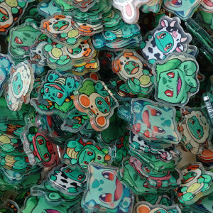 Bandai | 50pcs/set Cartoon Pokemon Resin DIY Accessories Cute Bulbasaur Laminating Acrylic Cream Glue Phone Case Pocket Monsters Patch