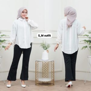 RIKA/HANA SHIRT POLI LINEN Pakaian wanita Atasan wanita Blouse wanita