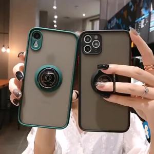 Anti-theft Acrylic Phone Case For Samsung Galaxy S26 Ultra S25 Edge S24 S23 FE S22 Plus Metal Magnetic Ring Stand Back Cover