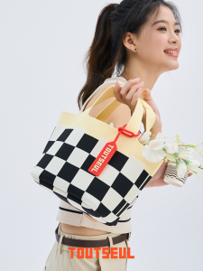 Toutseul Original Niche Vegetable Basket New Arrival Plaid Tote Chessboard Plaid Bag Female Tote Bag Bucket Bag