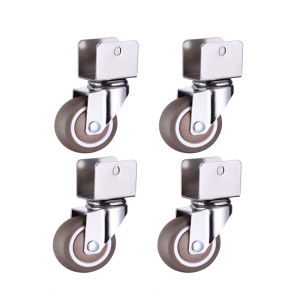 4Pcs Furniture Casters 2 inch crib Casters Cabinet Clamp with Brake Wheels Soft Rubber Swivel Caster Furniture Hardware Fittings
