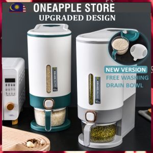 UPGRADED 5KG/10KG Rice Dispenser Nano Bucket Insect Moisture Proof Food Storage Container with Rice Cup