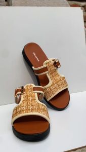 Sandal Wanita Selop Slide Nagita Tali Motif Rajut Wilona Tan Terbaru Elegan Strong 37/40 Casual Cewek Karet
