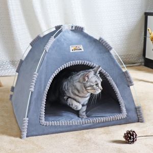 CRUSHES Breathable Cat House Warm Foldable Pet Tent Portable with Mat Pet Nest Pet Supplies