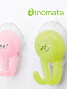 Japan Import Inomata Seamless Hook Leaf Plastic Suction Hook Strong Suction Cup Sticky Hook 2 Pack