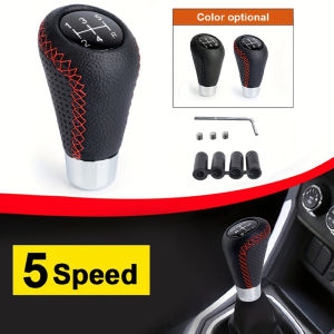 Universal 5 Speed Manual Leather Red Stitch Gear Shift Knob Car Gear Stick Shift Knob Lever Manual Transmission M8 M10 M12