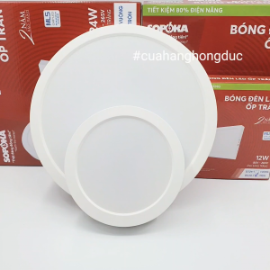 Bóng Đèn LED Ốp Trần Nổi Tròn 12W 18W 24W Sáng Trắng Vành Nhựa SOPOKA