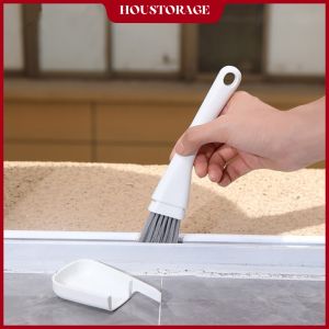 Houstorage Window Groove Cleaning Brush Windows Slot Cleaner for Door Floor Gap Keyboard Brush+Dustpan 2 In 1 Household Cleaning Tools Set