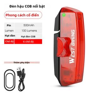 Đèn Hậu Xe Đạp Thông Minh WEST BIKING 100LM COB LED Sạc USB Chống Nước Với Cảm Biến Phanh Tự Động 7 Chế Độ Đèn Hậu An Toàn Khi Đạp Xe