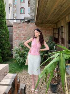 กระโปรงทรงเอเอวสูงปักลูกไม้ช่วงฤดูร้อนปี 2024 ทรงเข้ารูป สไตล์เรโทร กระโปรงทรงเข้ารูปผ้าโพลีเอสเตอร์ กระโปรงทรงเข้ารูปสำหรับผู้หญิงวัย 25-29 ปี