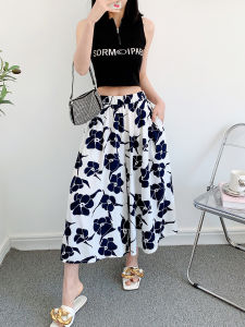 Slimming Thin Cotton Silk Skirt Pants Womens Summer New Style plus Size Versatile Fashionable Wide Leg Seven-Foot Pants