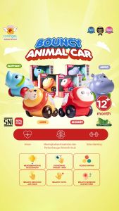 IQ Angel - Bouncy Animal Car Monkey / Mobil Mobilan Mainan Edukasi Motorik Anak Bayi Karakter Monyet