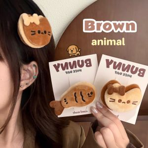 1/3 Pcs Cute Milk Coffee Colored Kitten Small Fish Hair Clip Creative Baked Biscuit Animal Versatile Edge Clip