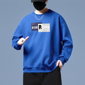 เสื้อฮู้ดคอกลมหลวมๆ ไซส์ใหญ่ สไตล์ลำลอง สำหรับผู้ชาย สีแดง ฤดูใบไม้ผลิและฤดูใบไม้ร่วง เสื้อผ้าผู้ชาย แฟชั่น เสื้อผ้าผู้ชาย