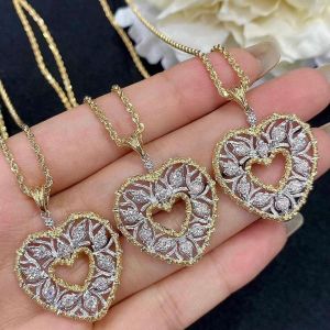 Dây Chuyền Bạc Hình Trái Tim Sang Trọng Kiểu Pháp Dành Cho Nữ Với Kim Cương Zircon Cấp 5A Trang Sức Mặt Dây Chuyền Lấp Lánh Thời Trang Món Quà Tặng