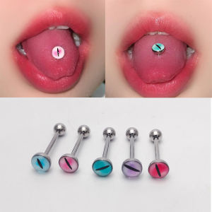 Bohemian Style 14G Stainless Steel Eyeball Eyes Illusory Color Micro Spicy Girl Drunken Tongue Nail Long Pole Ear Bone Nail Ear Bridge