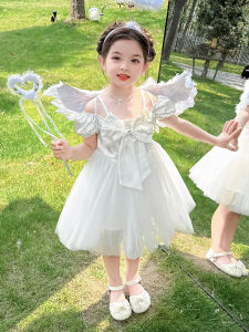 Princess Style Summer Dress for Girls Baby Fashionable Cake Skirt Children Performance Costume Short Sleeve Medium Length