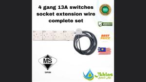 Heavy Duty ( 4gang )13A PVC Switches Socket Extension Wire (Compelete Set)