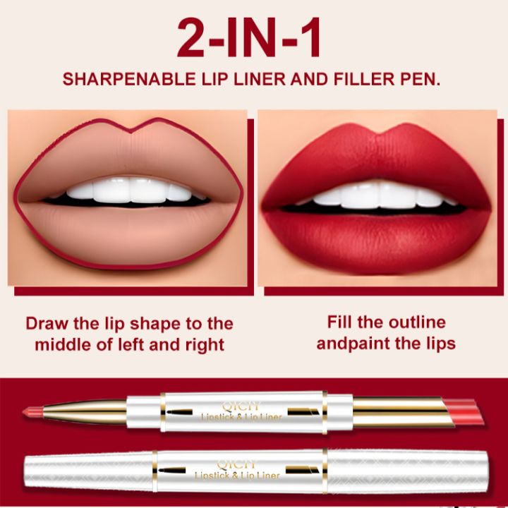 Stackable Lip Pen Genuine Dual-Head Lipstick Pen Lip Liner Pen Female Durable Waterproof ...