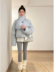 กางเกงว่ายน้ำทรงเดฟหนาสำหรับผู้หญิงในฤดูใบไม้ร่วงและฤดูหนาว สีเทา ทรงเข้ารูป ด้านนอก ดีไซน์ กระโปรงทรงเดฟ กางเกงว่ายน้ำทรงเดฟ