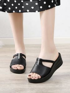 Dép Da Thật Đế Xuồng Đế Thấp Thời Trang Mùa Hè Cho Mẹ Đi Ngoài Trời Dép Đế Bằng Đế Mềm Chống Trượt Giày Lười Thường Ngày