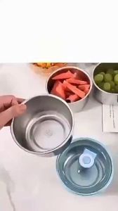 Satu Keluarga Wadah Makanan Stainless BPA FREE C1238 Tempat Makan Siang dengan Tutup Kedap Udara
