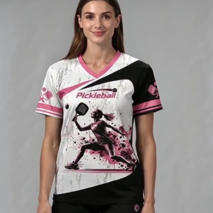 (Delivery 1-3 days later) Womens Pickleball T-shirt V-neck shirt short sleeved loose sports top breathable quick drying T-shirt suitable for both men and women
