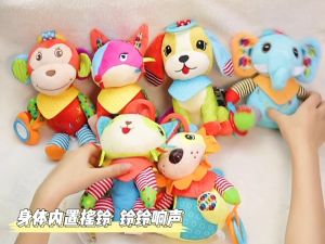 [iRojak] Newborn Baby Bear Rabbit Plush Toys Stroller Hanging Toy Rattles Crinkle Teether 摇铃 Mainan Bayi - BT237