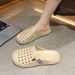 รองเท้าแตะสวมสไตล์ฝรั่งเศสย้อนยุคแบบสวมสบายสำหรับกลางแจ้งในช่วงฤดูร้อนปี 2025 รองเท้าแตะแบบสวมสบายสำหรับผู้หญิง