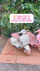 Xe máy điện cho bé xe vespa cho bé - mẫu có điều khiển từ xa và ko có điều khiển