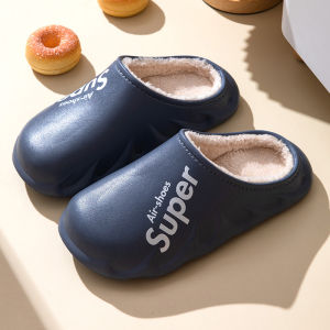 รองเท้าแตะผ้าฝ้ายกันน้ำสำหรับผู้ชาย ฤดูหนาว 2025 รองเท้าแตะแบบใหม่สำหรับใส่กลางแจ้ง รองเท้าแตะแบบมีขนสำหรับผู้หญิง รองเท้าแตะแบบสวมสำหรับใส่ในบ้าน